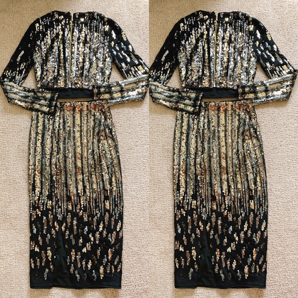 Set Marciano Sequin Crop Top & Midi Skirt Set - Picture 3 of 8